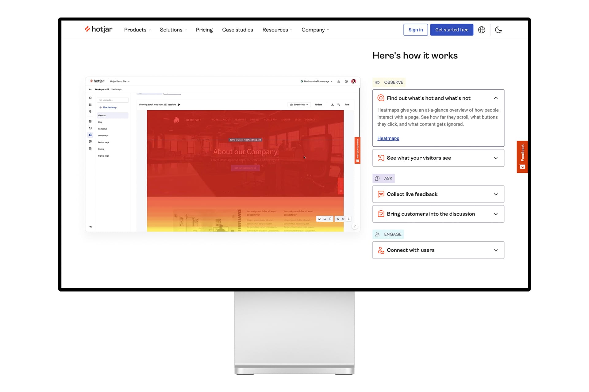 A screengrab of Hotjar to analyze your website design