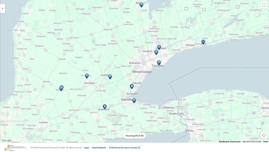 Creating an interactive map to help people find surveyors across Canada