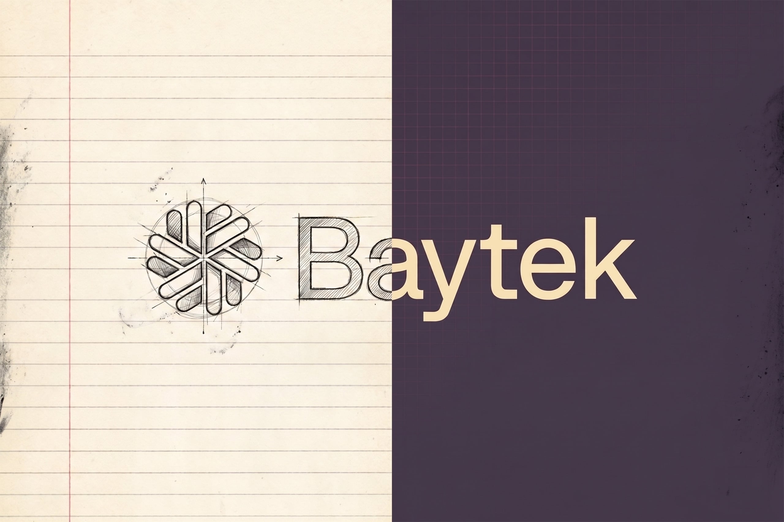 An image showing how the logo transformed from a sketch to a fully formed design