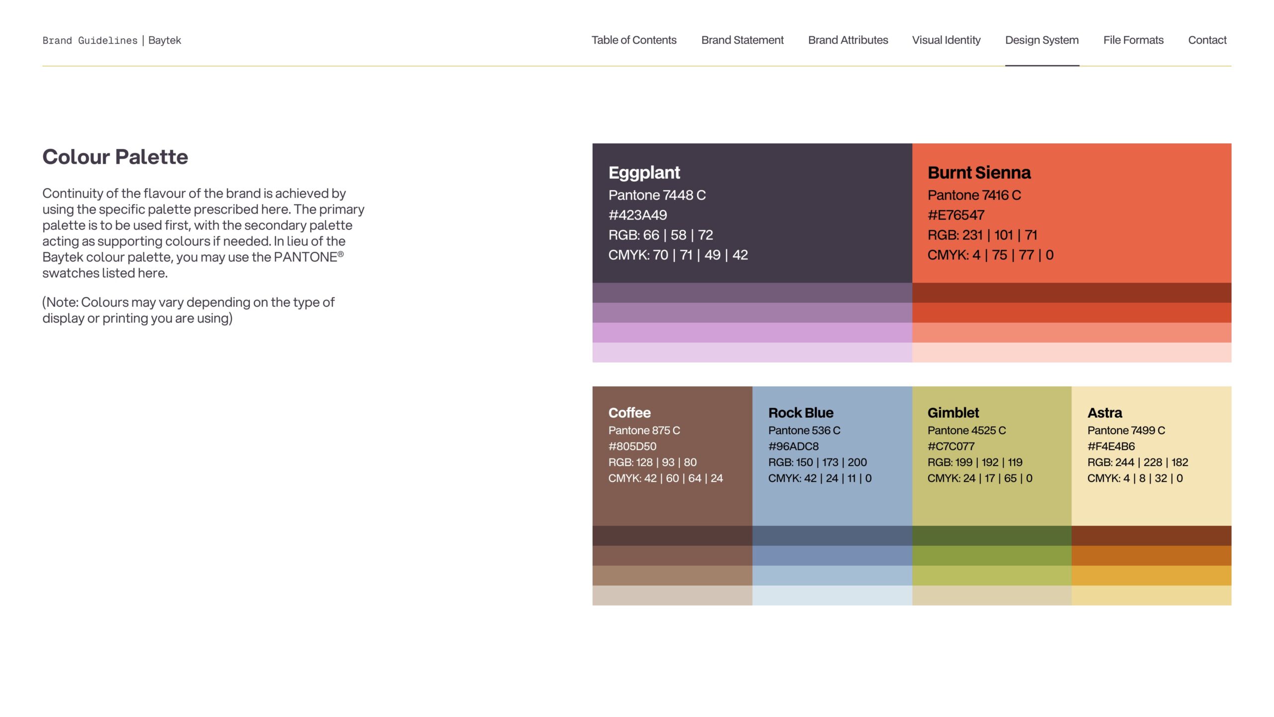 The Baytek new colour palette
