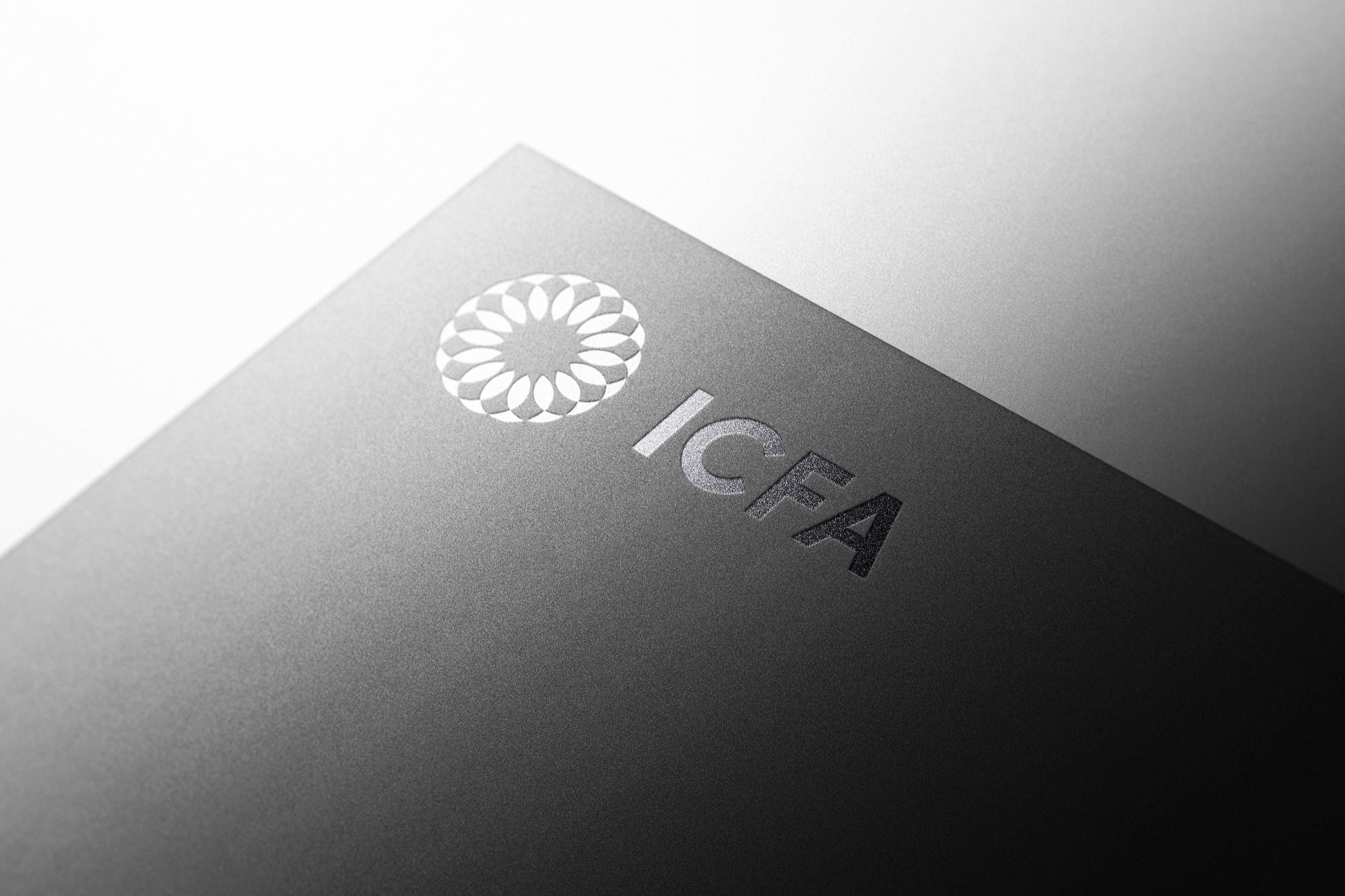ICFA Logo Rendering on black card stock